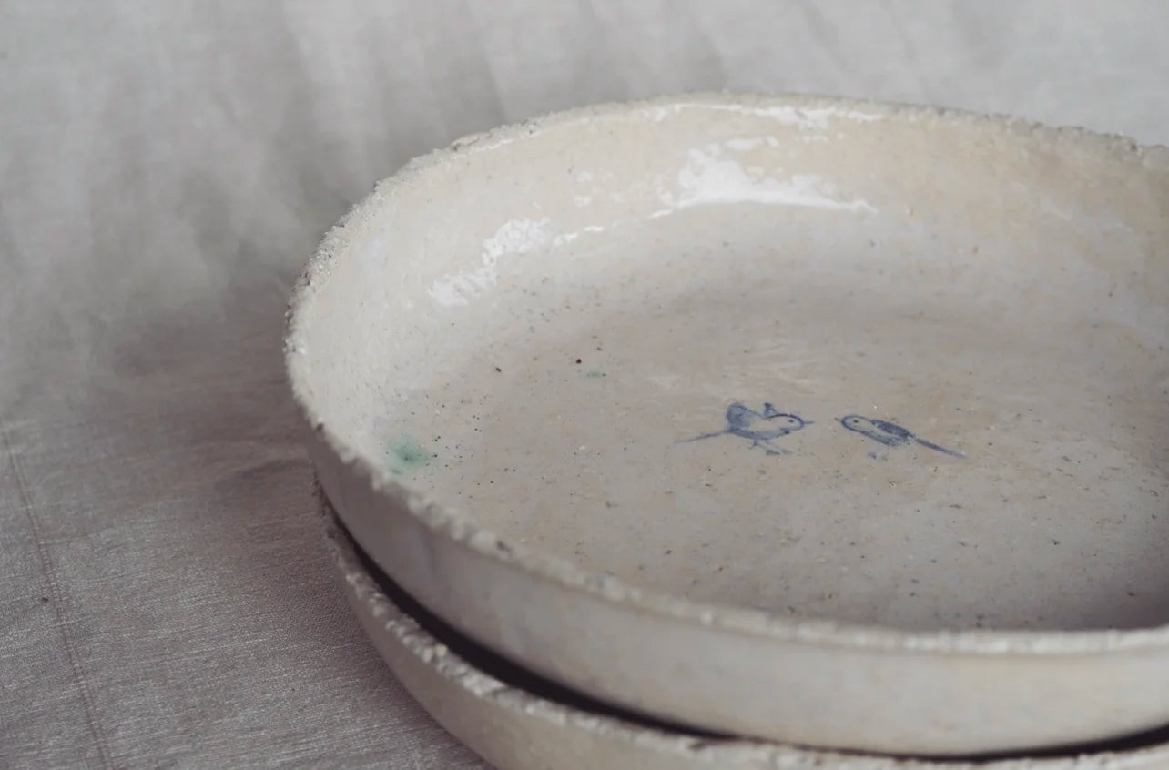 Plato artesanal blue bird