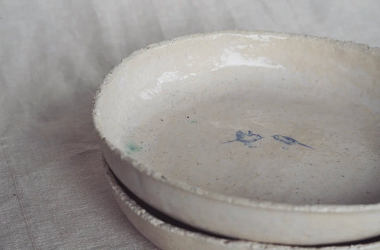 Plato artesanal blue bird
